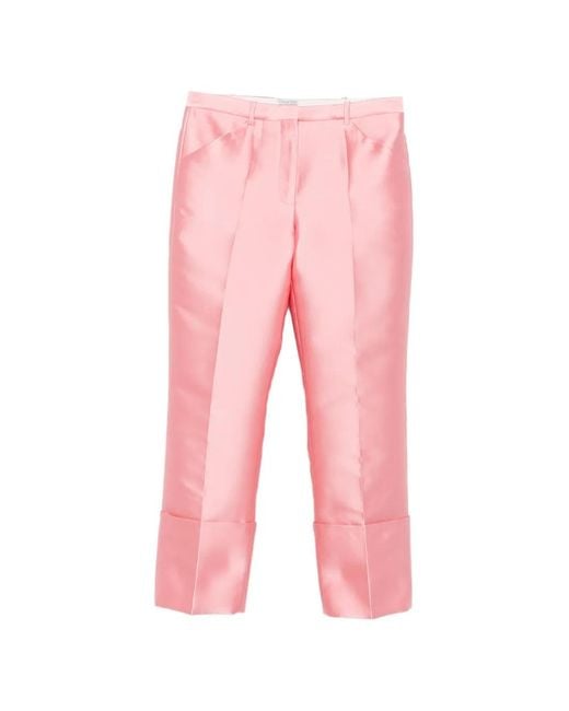Calvin Klein Pink Satin-Finish Turn-Up-Cuff Trousers