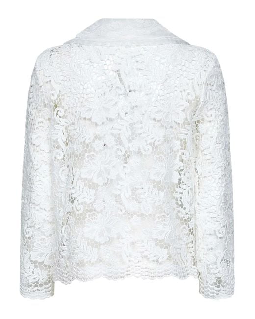 Self-Portrait White Embroidered-Panel Layered Top