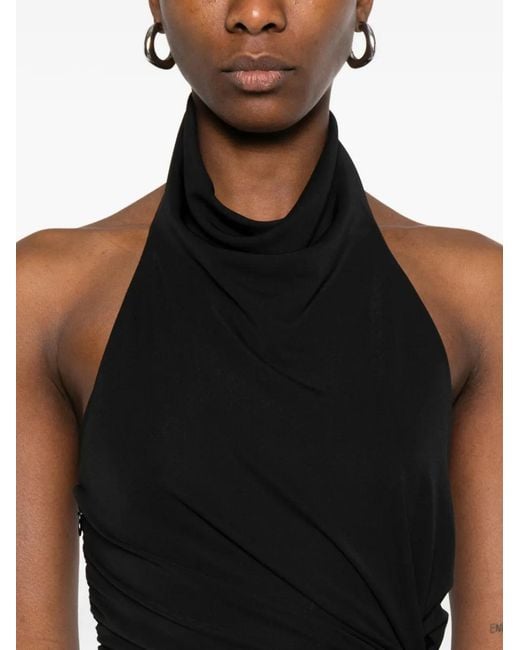 ANDAMANE Black Stella Draped Maxi Dress