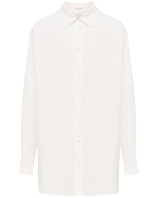 12 STOREEZ White Button-Up Linen Shirt