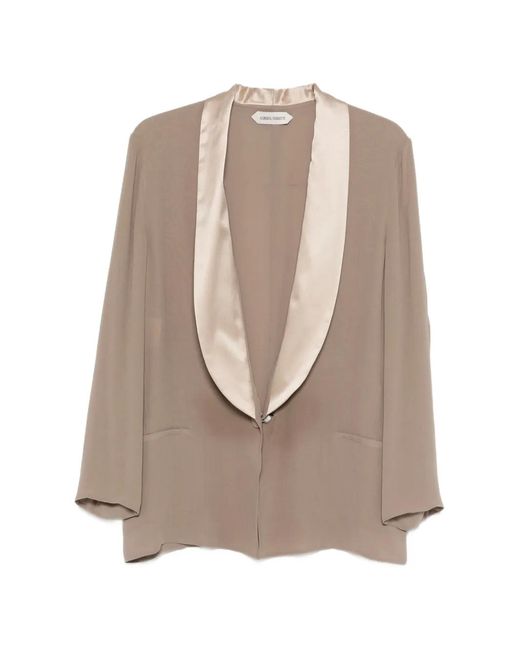 Alberta Ferretti Natural Shawl-Lapel Single-Button Blazer