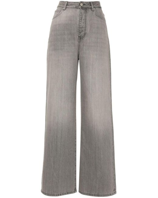Loewe High Waist Jeans Met Wijde Pijpen in het Gray