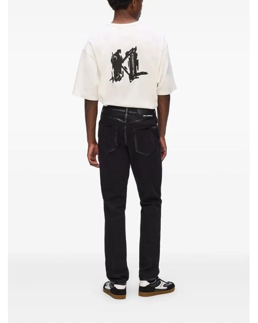 Karl Lagerfeld Black Coated Detail Jeans for men
