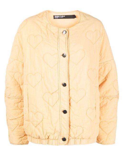 Bimba Y Lola Natural Heart-motif Quilted Jacket