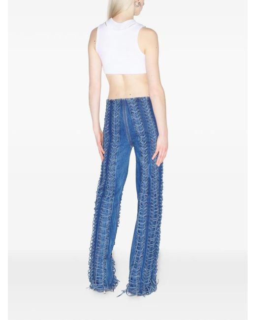 Jean Paul Gaultier Blue The Lace-Up Jeans