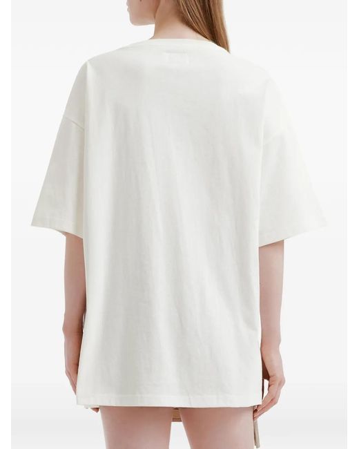 Izzue White Drawstring-Detail Cotton T-Shirt
