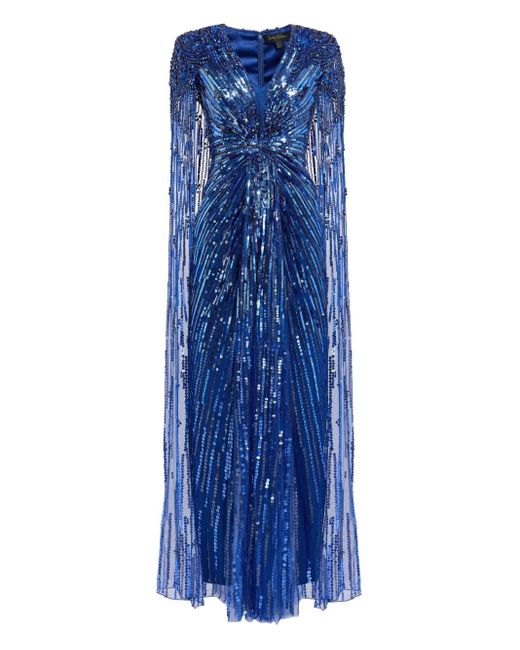 Jenny Packham Blue Sequin-Embellished Dress
