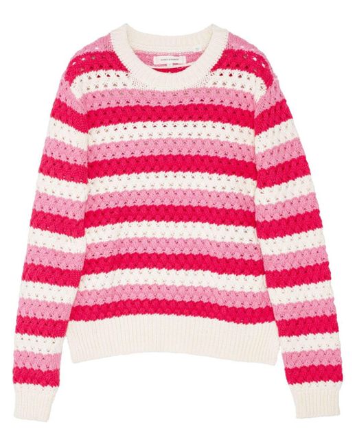 Chinti & Parker Red Crochet-knitted Sweater