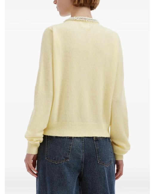B+ AB White Faux-Pearl Embellished Cardigan