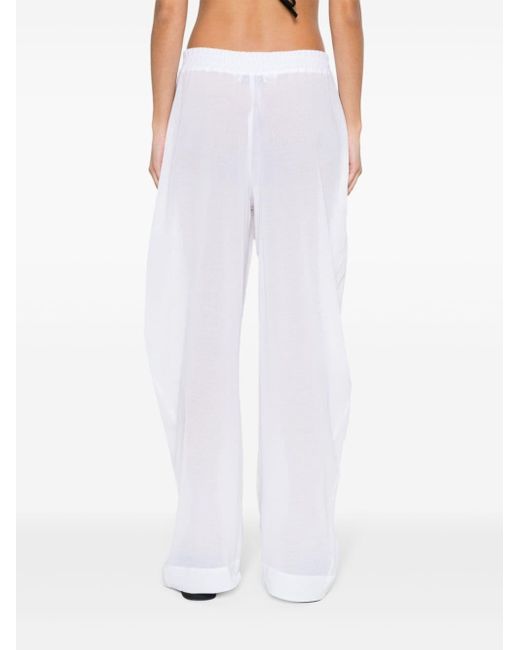 Pantalones con logo bordado The Attico de color White