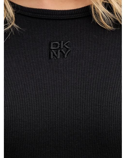 DKNY Black Drawstring Panelled Midi Dress