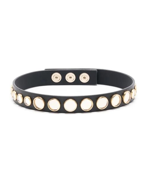 Patrizia Pepe Black Micro Mirrors Leather Choker