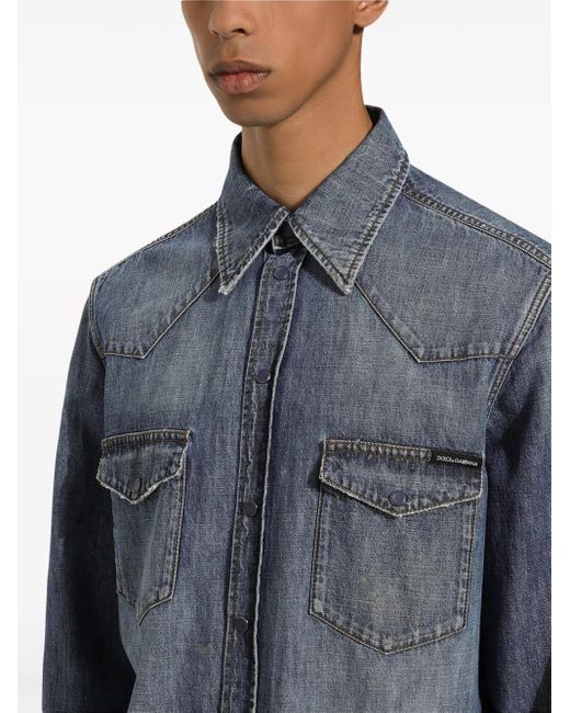 Dolce & Gabbana Blue Timeless Collared Button-Up Denim Shirt For for men