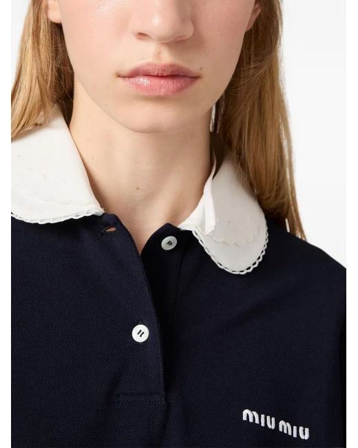 Miu Miu Blue Piqué Polo Shirt