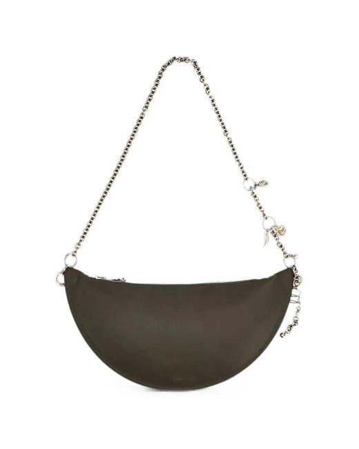 Chloé White Charm-Embellished Crescent-Shaped Shoulder Bag