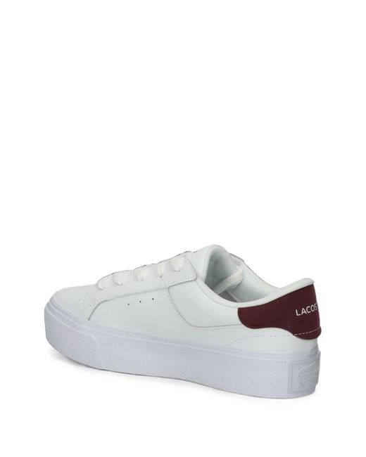 Lacoste White Logo-Patch Platform Sneakers