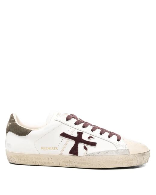 Premiata Natural Logo-Detail Leather Low-Top Sneakers for men