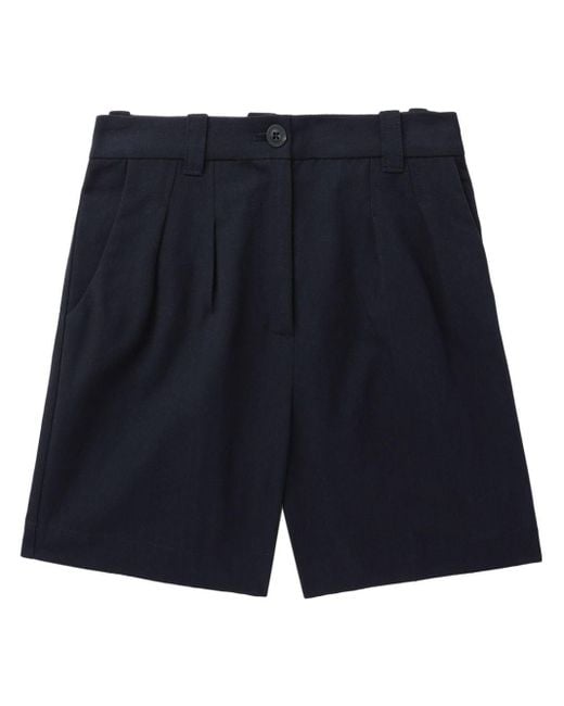 A.P.C. Blue Nola Pleated Mini Shorts