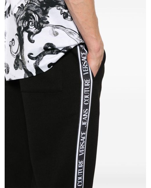 Versace Black Logo-stripe Track Pants for men