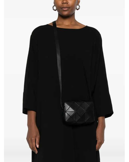 Issey Miyake Black Geometric-Pattern Shoulder Bag