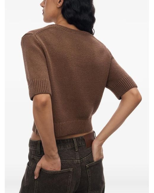 12 STOREEZ Brown Hearth Short-Sleeve Sweater