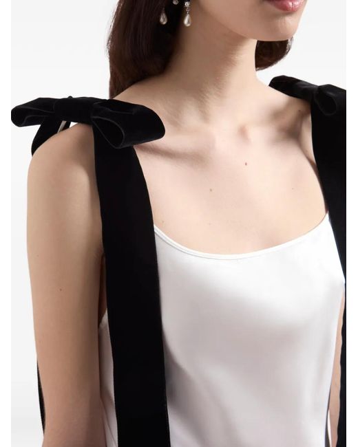 Nina Ricci White Bow-Detail Satin Midi Dress