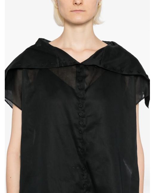 Jil Sander Black Cotton Caped Top