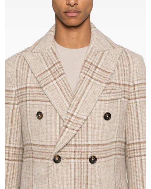 Cappotto A Quadri di Eleventy in Natural da Uomo