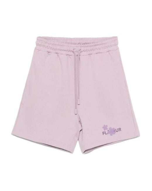 flâneur Pink Logo-Print Drawstring Track Shorts for men