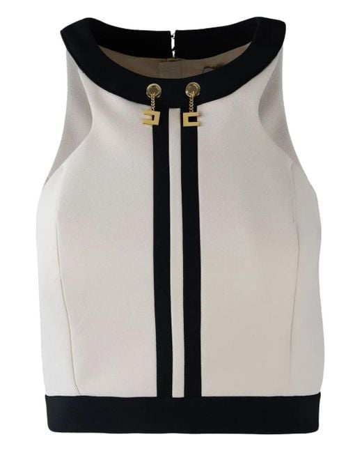 Elisabetta Franchi Black Logo-Detail Sleeveless Top