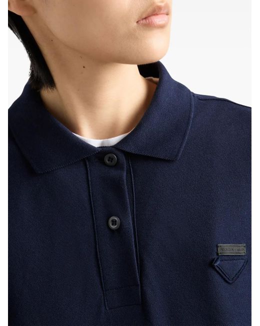 Polo Superposé À Patch Logo Prada en coloris Blue