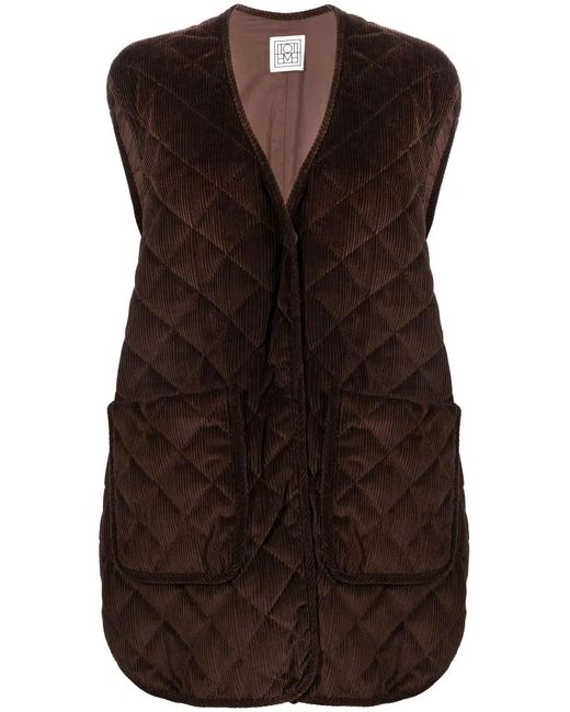 Totême Black Quilted Corduroy Vest