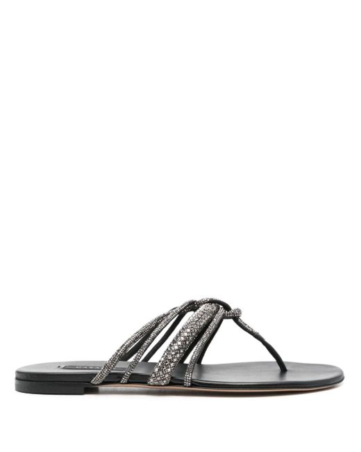 Crystal-embellished flat sandals Casadei de color White