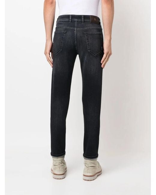 PT Torino Blue Logo-Patch Straight-Leg Jeans for men