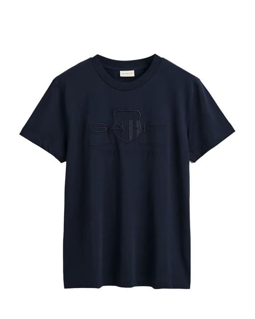 Gant Blue Embossed Short-Sleeve T-Shirt for men