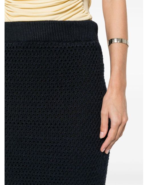 Peserico Black Open-knit Linen-blend Skirt