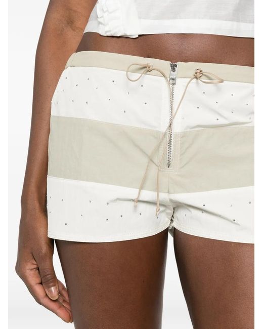 Paloma Wool Natural Zurriola Rhinestone-Embellished Shorts