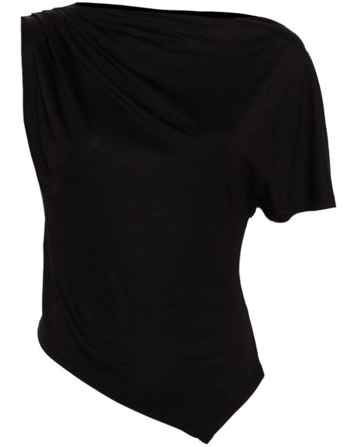 Haut drapé à design asymétrique Pinko en coloris Black