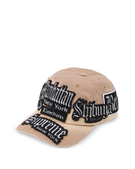 Supreme Black City Patches Six-Panel Cap Hat for men