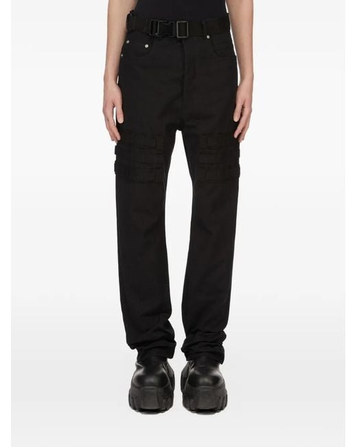 Rick Owens Black Geth Belted Cargo Trousers for men