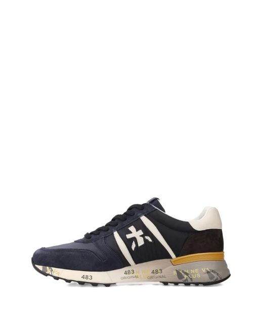 Premiata Blue Lander 7702 Suede-Panelled Lace-Up Sneakers for men