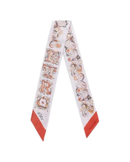 Etro White Silk Paisleyina With Logo And Floral Paisley Motif