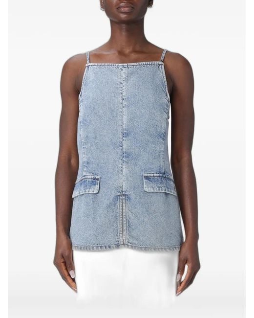 Emporio Armani Blue Open-Back Denim Top