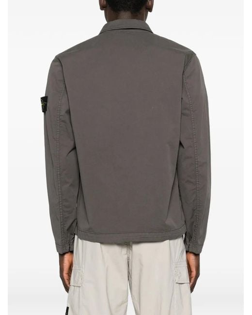Sobrecamisa Con Detalle Del Logo Stone Island de hombre de color Gray
