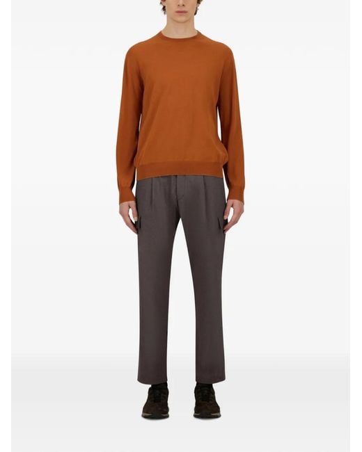 Herno Gray Melange-Effect Pleated Trousers for men