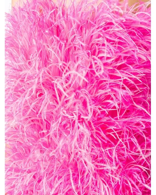 The Attico Pink Feather-trimmed Minidress