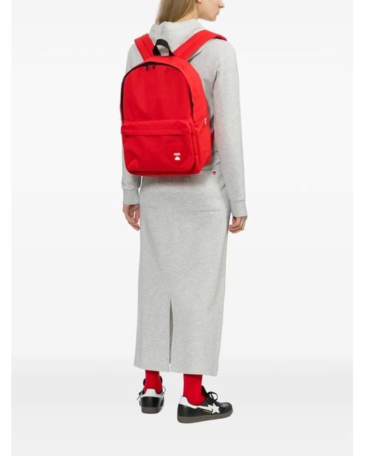 AAPE BY A BATHING AP Red Logo-Embossed Backpack