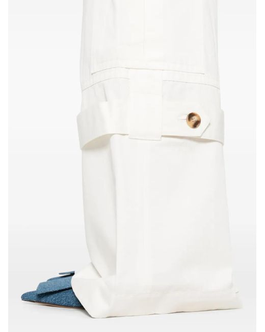 Zimmermann White Illuminate Wide-Leg Cotton Cargo Trousers