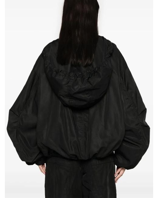 The Attico Black Oversized Bomber With Drawstring