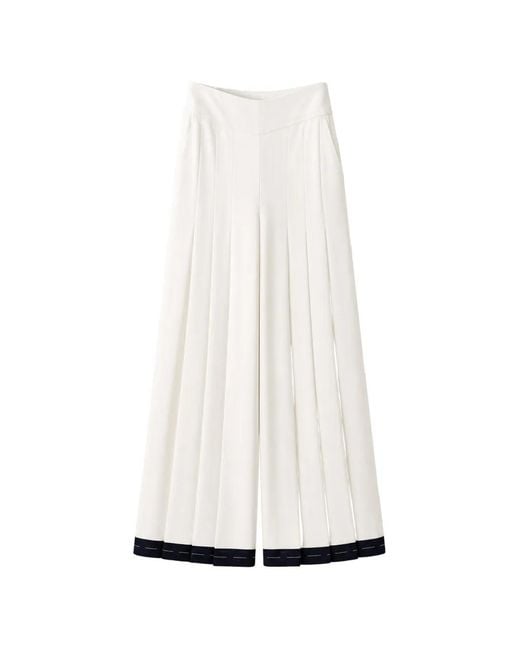 Edward Achour Paris White Pleated Palazzo Pants